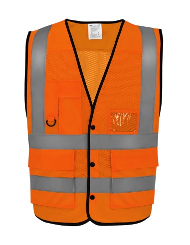YOK-HVW860-Gilet à boutons en maille ouverte supérieure haute-visibilité (HVW860)